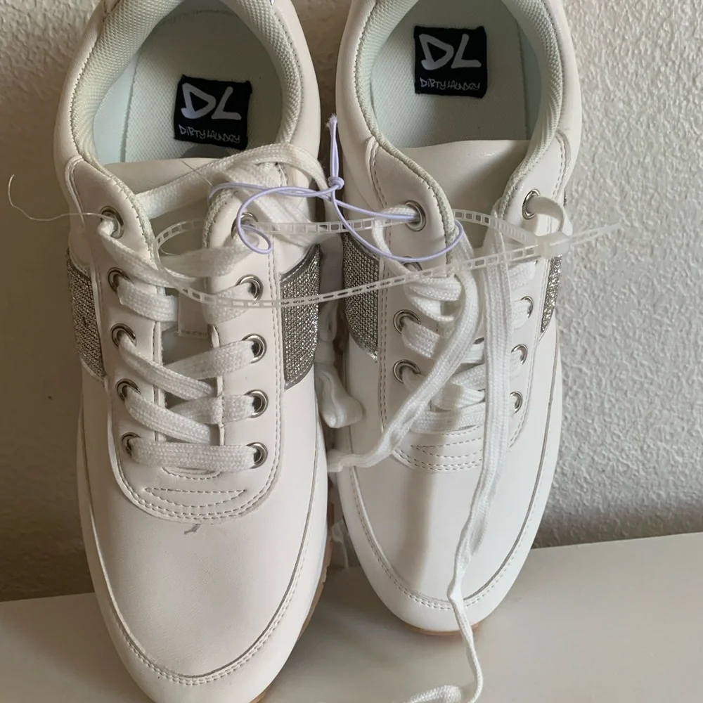 Stylish White and Silver Sneakers - Picture 8 of 9